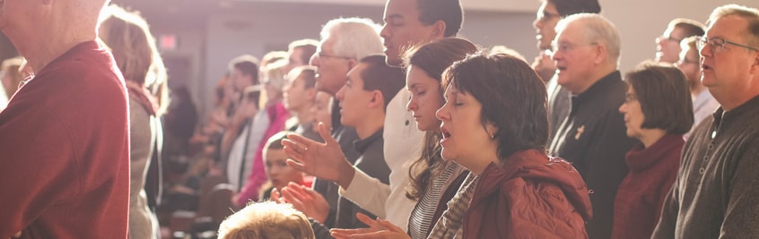 people singing in church