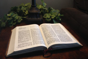 Bible open to Psalm 1